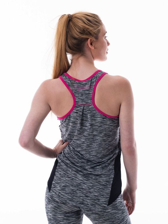 Ladies-Grey-Pink-Racer-Vest-Mesh-Detail