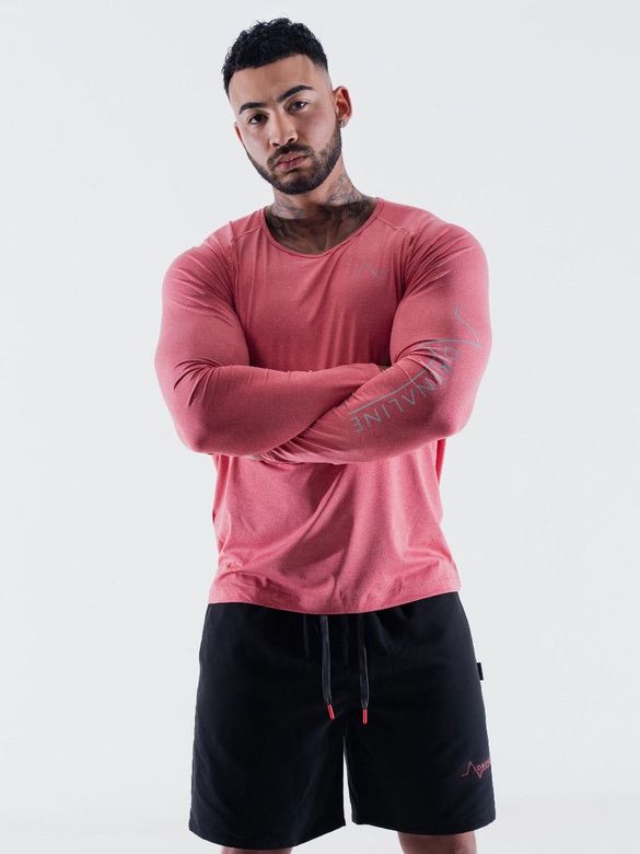 Mens-Red-Long-Sleeve-Gym-Tshirt