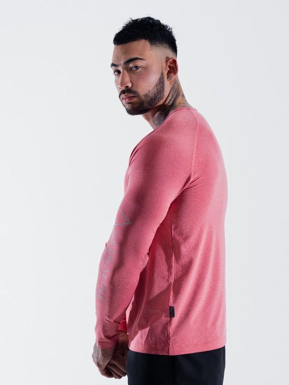 Mens-Red-Long-Sleeve-Gym-Tshirt