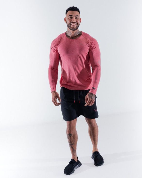 Mens-Red-Long-Sleeve-Gym-Tshirt