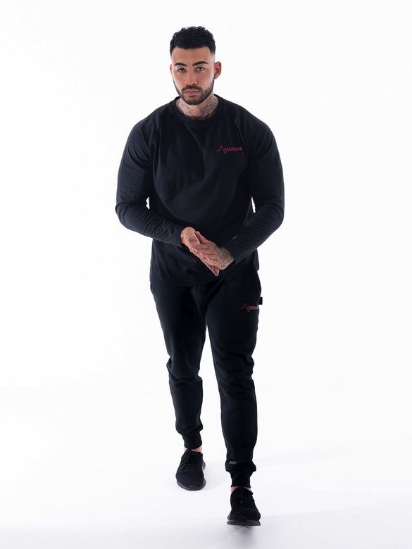 Mens-Black-Long-Sleeve-Top