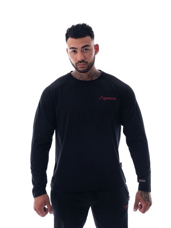 Mens-Black-Long-Sleeve-Top
