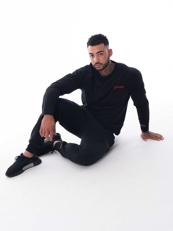 Mens-Black-Long-Sleeve-Top-Front-Casual