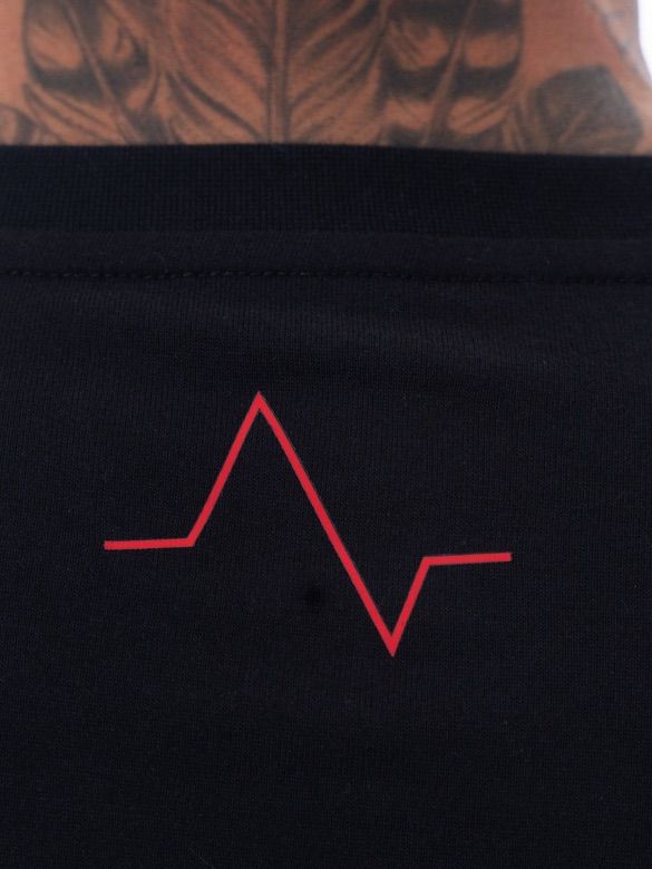 Mens-Black-Long-Sleeve-Top-Neck-Logo