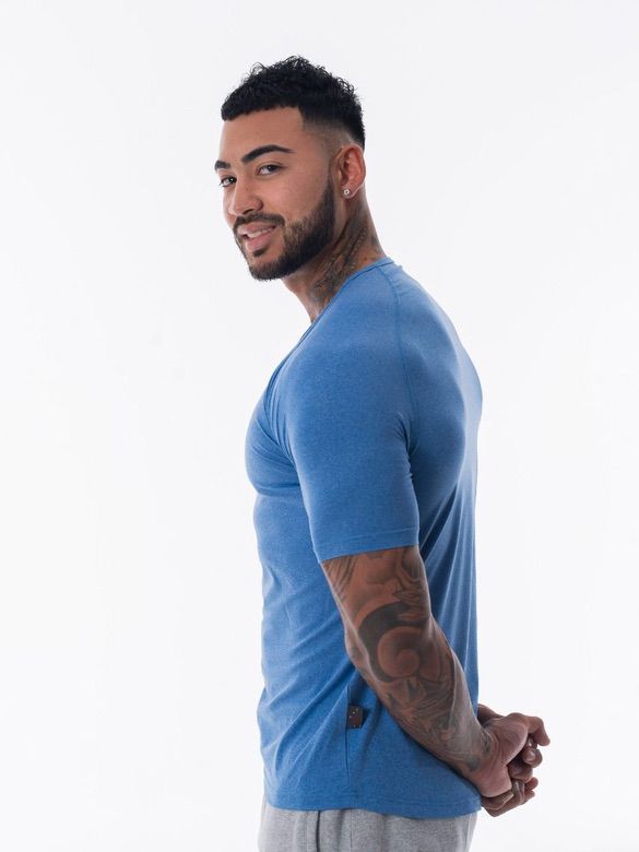 Mens-Blue-Fitted-Tshirt