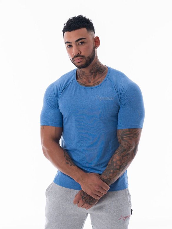 Blue Short Sleeve Fitted Tech T-Shirt