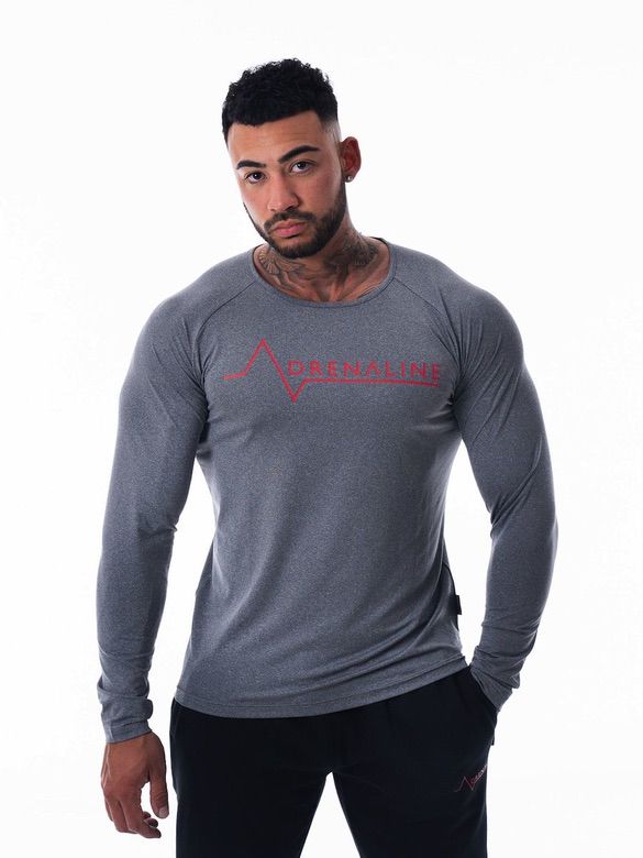 Mens-Grey-Long-Sleeve-Top